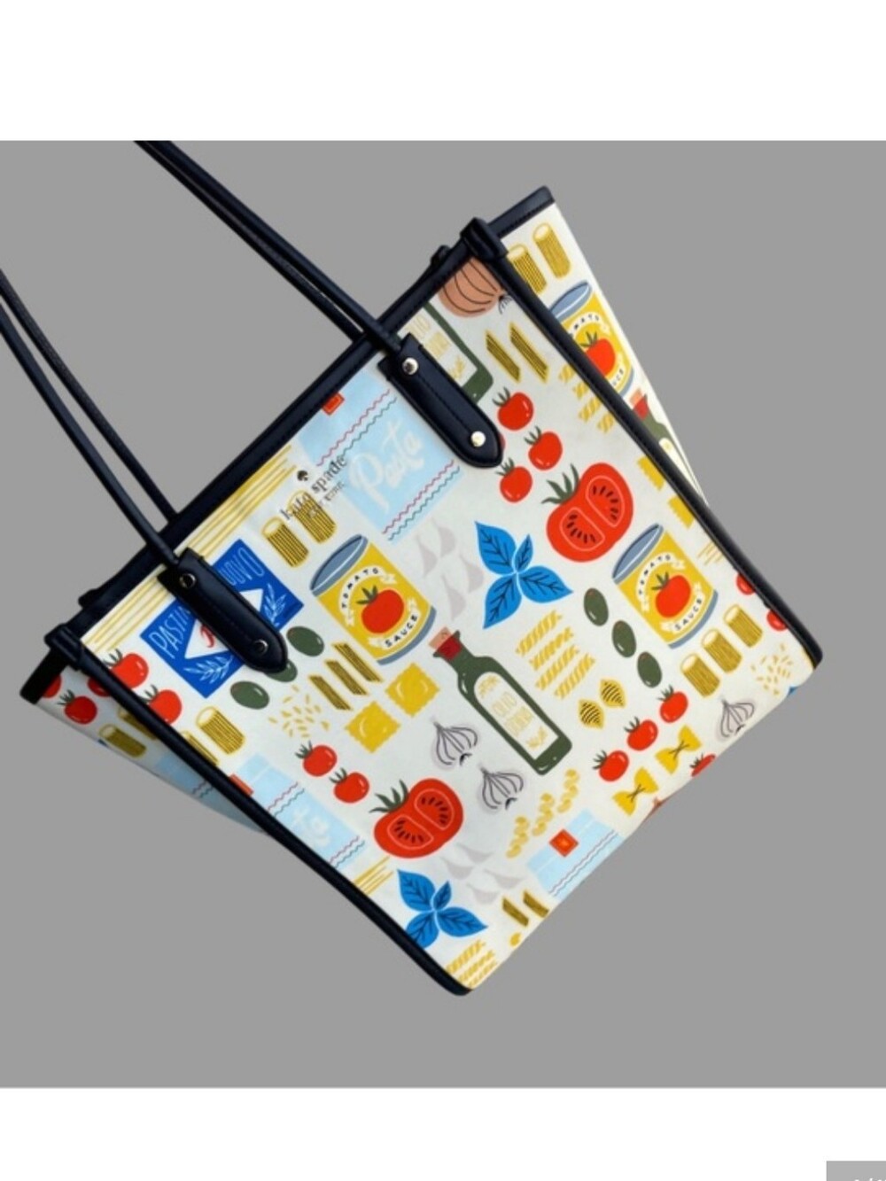 KATE SPADE Italian Pantry Pasta Novelty Tote Bag Mangia North South Zip Top Bag
